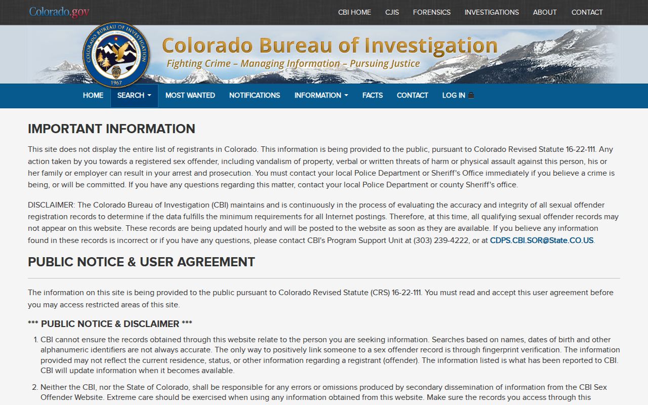 Castle Rock residents directory view of the Colorado registry search agreement