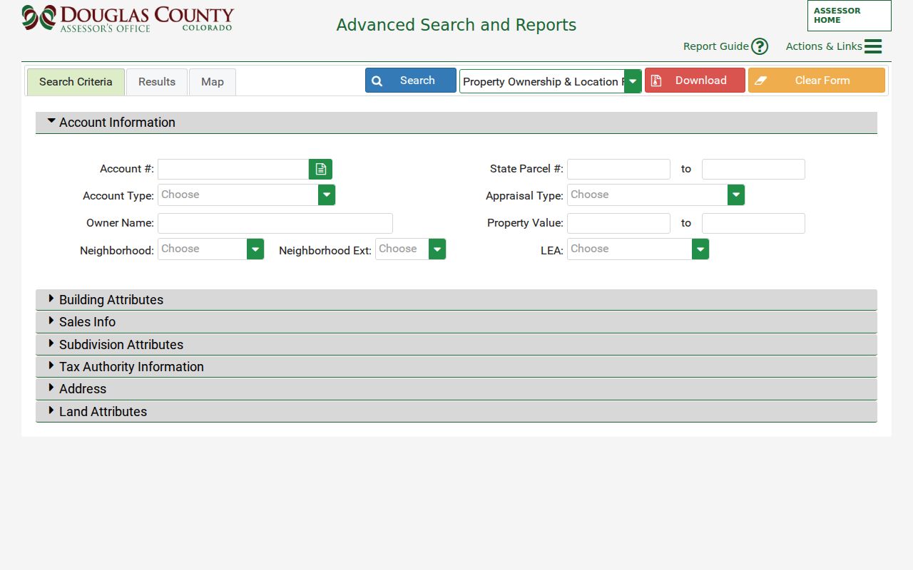 Castle Rock street directory advanced assessor search