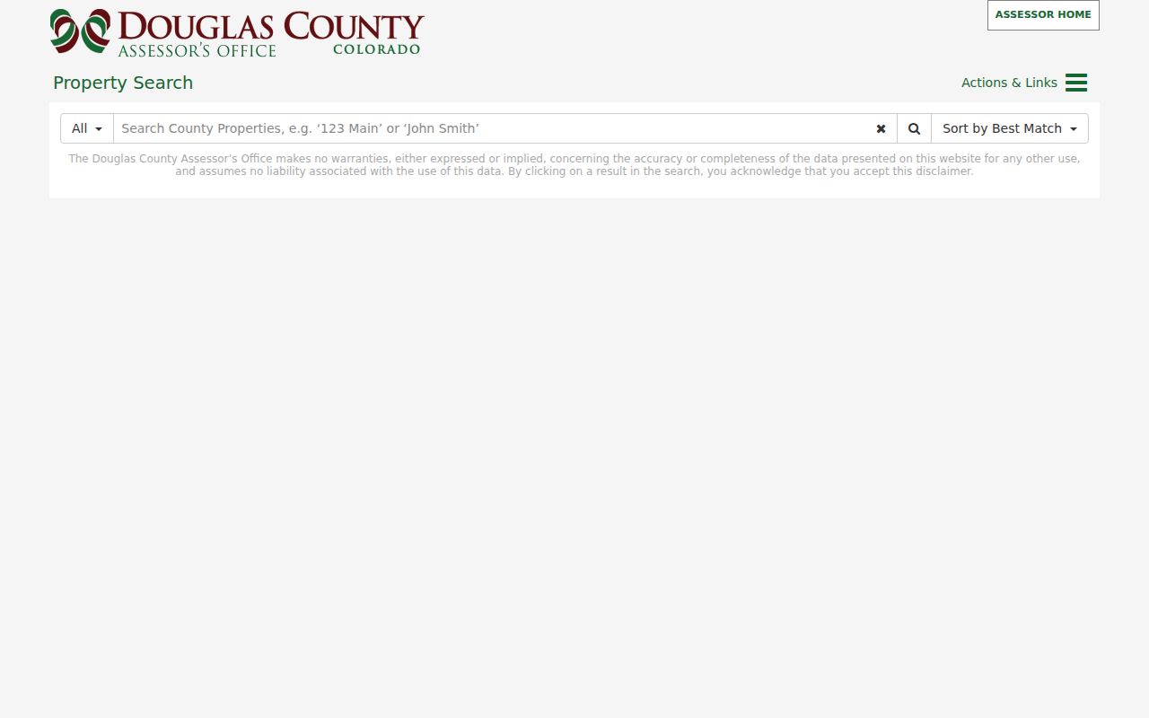 Castle Rock street directory Douglas County Assessor search